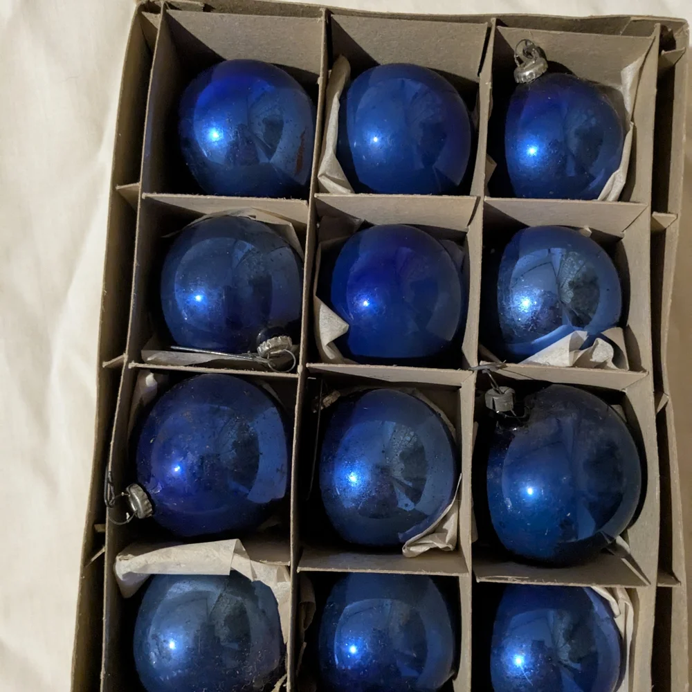 Brite Star Blue Glass Tree Ornaments 12 Small Japan